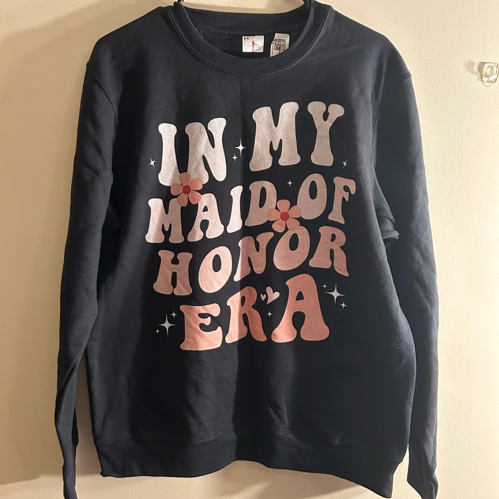 Port Authority Black Sweatshirt with Pink and White Print